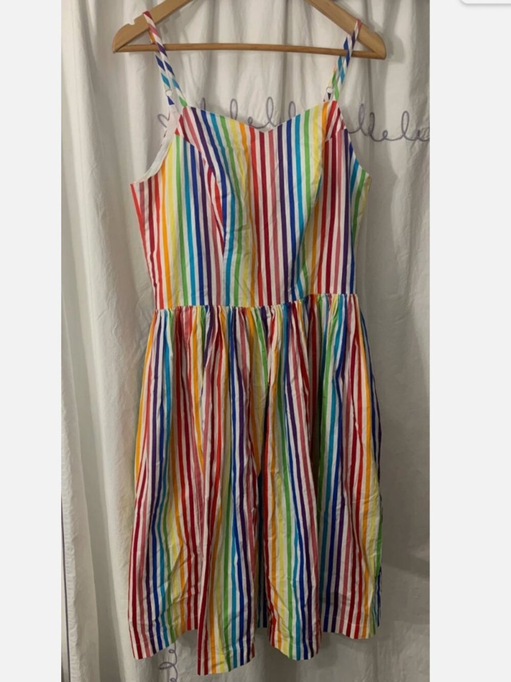 Unique Vintage Magnolia Place Rainbow Striped Dress Size Large